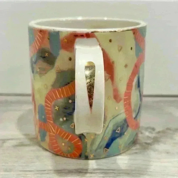 Ruby Pilven Anthropologie Ballarat Mug Gold Pink Ceramic 15oz Coffee Cup - Picture 2 of 6